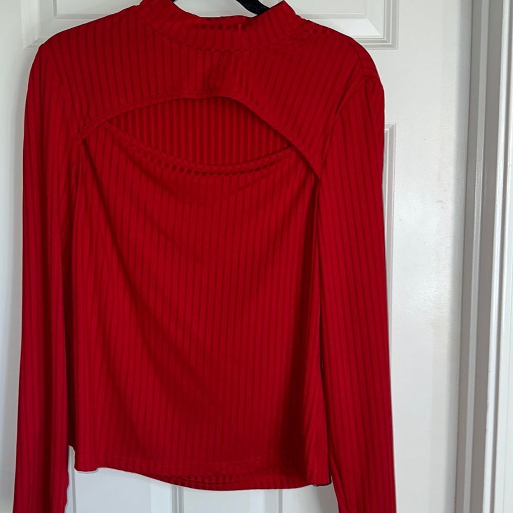 Cute Red key hole cut out top from SHEIN